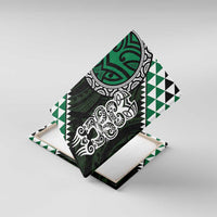 Green Aotearoa Niho Taniwha Canvas Wall Art Maori Mythology Tooth - Taniko Motifs