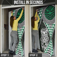 Green Aotearoa Niho Taniwha Door Cover Maori Mythology Tooth - Taniko Motifs - Polynesian Pride