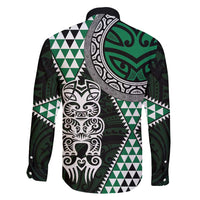 Green Aotearoa Niho Taniwha Family Matching Puletasi and Hawaiian Shirt Maori Mythology Tooth - Taniko Motifs