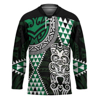 Green Aotearoa Niho Taniwha Hockey Jersey Maori Mythology Tooth - Taniko Motifs LT14 Unisex Green - Polynesian Pride