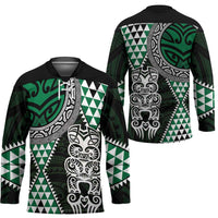 Green Aotearoa Niho Taniwha Hockey Jersey Maori Mythology Tooth - Taniko Motifs - Polynesian Pride