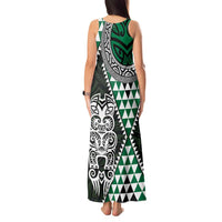 Green Aotearoa Niho Taniwha Tank Maxi Dress Maori Mythology Tooth - Taniko Motifs