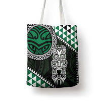 Green Aotearoa Niho Taniwha Tote Bag Maori Mythology Tooth - Taniko Motifs - Polynesian Pride