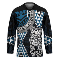 Blue Aotearoa Niho Taniwha Hockey Jersey Maori Mythology Tooth - Taniko Motifs LT14 Unisex Blue - Polynesian Pride