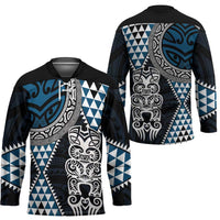 Blue Aotearoa Niho Taniwha Hockey Jersey Maori Mythology Tooth - Taniko Motifs - Polynesian Pride