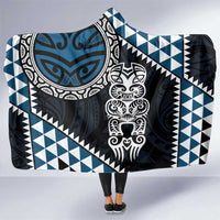 Blue Aotearoa Niho Taniwha Hooded Blanket Maori Mythology Tooth - Taniko Motifs LT14 One Size Blue - Polynesian Pride
