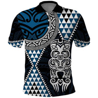 Blue Aotearoa Niho Taniwha Polo Shirt Maori Mythology Tooth - Taniko Motifs