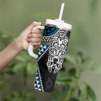 Blue Aotearoa Niho Taniwha Tumbler With Handle Maori Mythology Tooth - Taniko Motifs