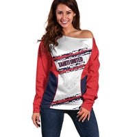 AS Venus Tahiti Football Custom Off Shoulder Sweater Go Champions Polynesian Pattern LT14 Women White - Polynesian Pride