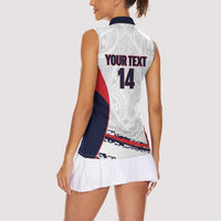 AS Venus Tahiti Football Custom Women Sleeveless Polo Shirt Go Champions Polynesian Pattern