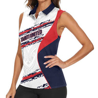 AS Venus Tahiti Football Custom Women Sleeveless Polo Shirt Go Champions Polynesian Pattern
