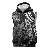 New Zealand Lizard Sleeveless Hoodie Silver Fern Aotearoa Maori - Polynesian Pride