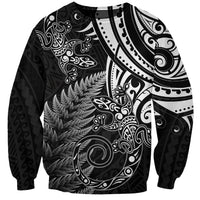 New Zealand Lizard Sweatshirt Silver Fern Aotearoa Maori LT14 Unisex Black - Polynesian Pride