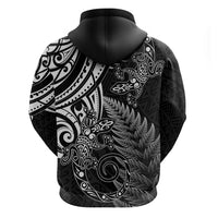 New Zealand Lizard Zip Hoodie Silver Fern Aotearoa Maori LT14 - Polynesian Pride