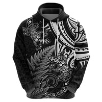 New Zealand Lizard Zip Hoodie Silver Fern Aotearoa Maori LT14 - Polynesian Pride