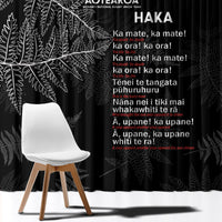 Custom New Zealand Haka Rugby Window Curtain 2024 Pacific Go Black Silver Fern