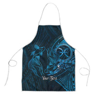Personalised Polynesia Zodiac Pisces Apron Galaxy Polynesian Pattern Chest Tattoo Style LT14 Blue - Polynesian Pride