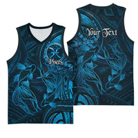 Personalised Polynesia Zodiac Pisces Basketball Jersey Galaxy Polynesian Pattern Chest Tattoo Style LT14 - Polynesian Pride