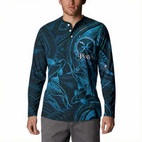 Personalised Polynesia Zodiac Pisces Button Sweatshirt Galaxy Polynesian Pattern Chest Tattoo Style LT14 - Polynesian Pride