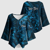 Personalised Polynesia Zodiac Pisces Kimono Sleeve Blouse Galaxy Polynesian Pattern Chest Tattoo Style LT14 - Polynesian Pride