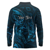 Personalised Polynesia Zodiac Pisces Long Sleeve Polo Shirt Galaxy Polynesian Pattern Chest Tattoo Style LT14 - Polynesian Pride