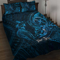Personalised Polynesia Zodiac Pisces Quilt Bed Set Galaxy Polynesian Pattern Chest Tattoo Style LT14 Blue - Polynesian Pride