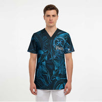 Personalised Polynesia Zodiac Pisces Scrub Top Galaxy Polynesian Pattern Chest Tattoo Style LT14 - Polynesian Pride