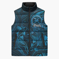 Personalised Polynesia Zodiac Pisces Sleeveless Puffer Jacket Galaxy Polynesian Pattern Chest Tattoo Style LT14 Unisex Blue - Polynesian Pride