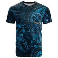 Personalised Polynesia Zodiac Pisces T Shirt Galaxy Polynesian Pattern Chest Tattoo Style LT14 Blue - Polynesian Pride