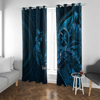 Personalised Polynesia Zodiac Pisces Window Curtain Galaxy Polynesian Pattern Chest Tattoo Style LT14 With Grommets Blue - Polynesian Pride