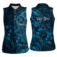 Personalised Polynesia Zodiac Pisces Women Sleeveless Polo Shirt Galaxy Polynesian Pattern Chest Tattoo Style LT14 - Polynesian Pride