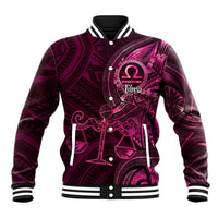 Personalised Polynesia Zodiac Libra Baseball Jacket Galaxy Polynesian Pattern Chest Tattoo Style LT14 Unisex Pink - Polynesian Pride