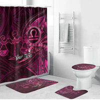 Personalised Polynesia Zodiac Libra Bathroom Set Galaxy Polynesian Pattern Chest Tattoo Style LT14 Bathroom Set (4 pcs) Pink - Polynesian Pride