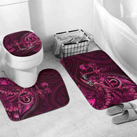 Personalised Polynesia Zodiac Libra Bathroom Set Galaxy Polynesian Pattern Chest Tattoo Style LT14 Mat Set Only (3 pcs) One Size Pink - Polynesian Pride