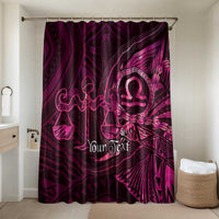 Personalised Polynesia Zodiac Libra Bathroom Set Galaxy Polynesian Pattern Chest Tattoo Style LT14 Shower Curtain Only Pink - Polynesian Pride