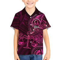Personalised Polynesia Zodiac Libra Kid Hawaiian Shirt Galaxy Polynesian Pattern Chest Tattoo Style LT14 Kid Pink - Polynesian Pride