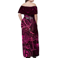 Personalised Polynesia Zodiac Libra Off Shoulder Maxi Dress Galaxy Polynesian Pattern Chest Tattoo Style LT14 - Polynesian Pride