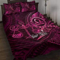 Personalised Polynesia Zodiac Libra Quilt Bed Set Galaxy Polynesian Pattern Chest Tattoo Style LT14 Pink - Polynesian Pride