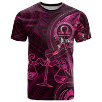 Personalised Polynesia Zodiac Libra T Shirt Galaxy Polynesian Pattern Chest Tattoo Style LT14 Pink - Polynesian Pride