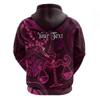 Personalised Polynesia Zodiac Libra Zip Hoodie Galaxy Polynesian Pattern Chest Tattoo Style LT14 - Polynesian Pride