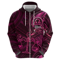 Personalised Polynesia Zodiac Libra Zip Hoodie Galaxy Polynesian Pattern Chest Tattoo Style LT14 - Polynesian Pride