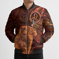 Personalised Polynesia Zodiac Leo Bomber Puffer Jacket Galaxy Polynesian Pattern Chest Tattoo Style LT14 - Polynesian Pride