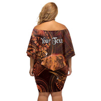 Personalised Polynesia Zodiac Leo Family Matching Off Shoulder Short Dress and Hawaiian Shirt Galaxy Polynesian Pattern Chest Tattoo Style