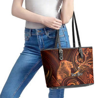 Personalised Polynesia Zodiac Leo Leather Tote Bag Galaxy Polynesian Pattern Chest Tattoo Style LT14 - Polynesian Pride