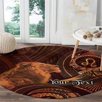 Personalised Polynesia Zodiac Leo Round Carpet Galaxy Polynesian Pattern Chest Tattoo Style