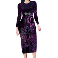 Personalised Polynesia Zodiac Virgo Family Matching Long Sleeve Bodycon Dress and Hawaiian Shirt Galaxy Polynesian Pattern Chest Tattoo Style