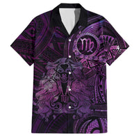 Personalised Polynesia Zodiac Virgo Family Matching Tank Maxi Dress and Hawaiian Shirt Galaxy Polynesian Pattern Chest Tattoo Style LT14 Dad's Shirt - Short Sleeve Purple - Polynesian Pride
