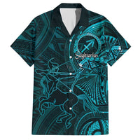 Personalised Polynesia Zodiac Sagittarius Hawaiian Shirt Galaxy Polynesian Pattern Chest Tattoo Style LT14 Cyan - Polynesian Pride