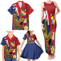 Hawaii And Tonga Family Matching Tank Maxi Dress and Hawaiian Shirt Shark Tattoo With Tongan Coat Of Arms