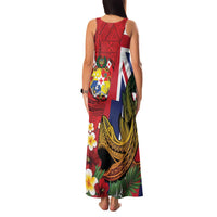 Hawaii And Tonga Family Matching Tank Maxi Dress and Hawaiian Shirt Shark Tattoo With Tongan Coat Of Arms